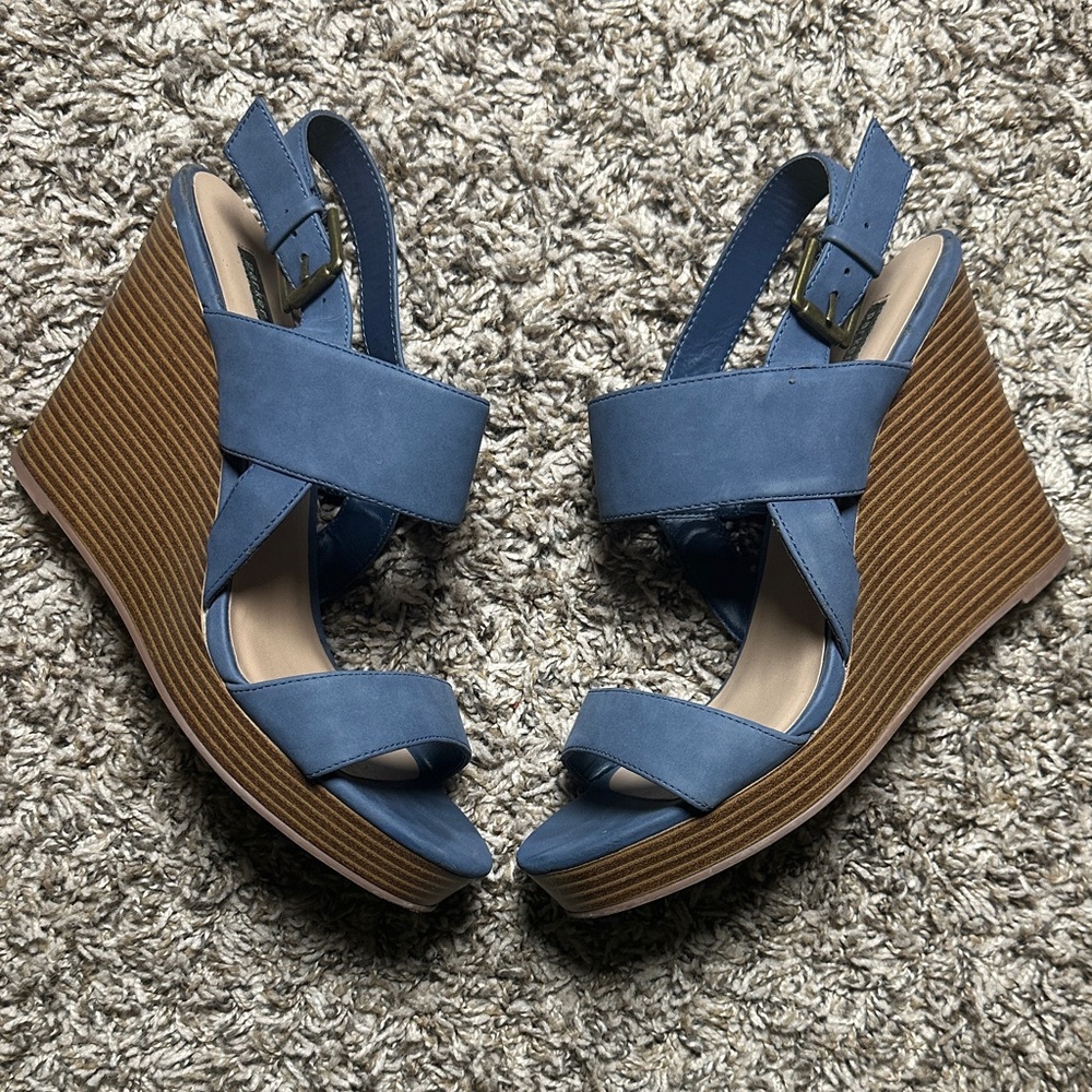 Parker & Sky Elegant Blue Wedge Sandals size 10